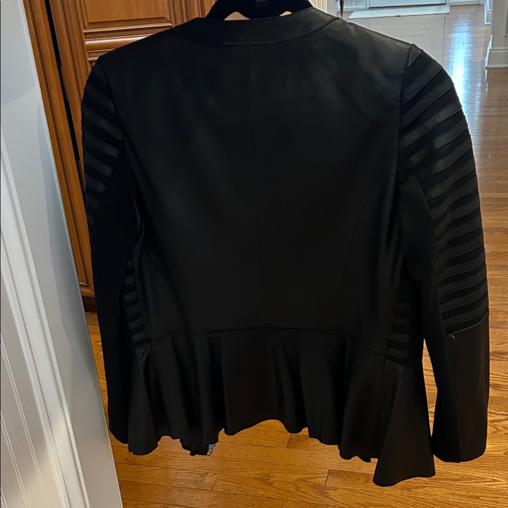 Women's Black Textured leather Blazer - Picture 2 of 6